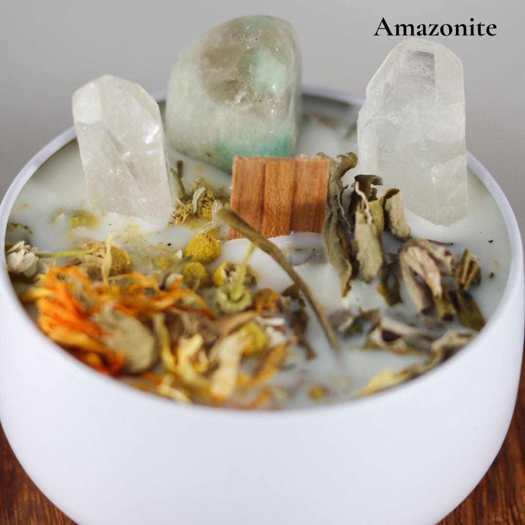 ARTISAN CRYSTAL CANDLES - Elemental Healing Candle - Eucalyptus Essential Oil