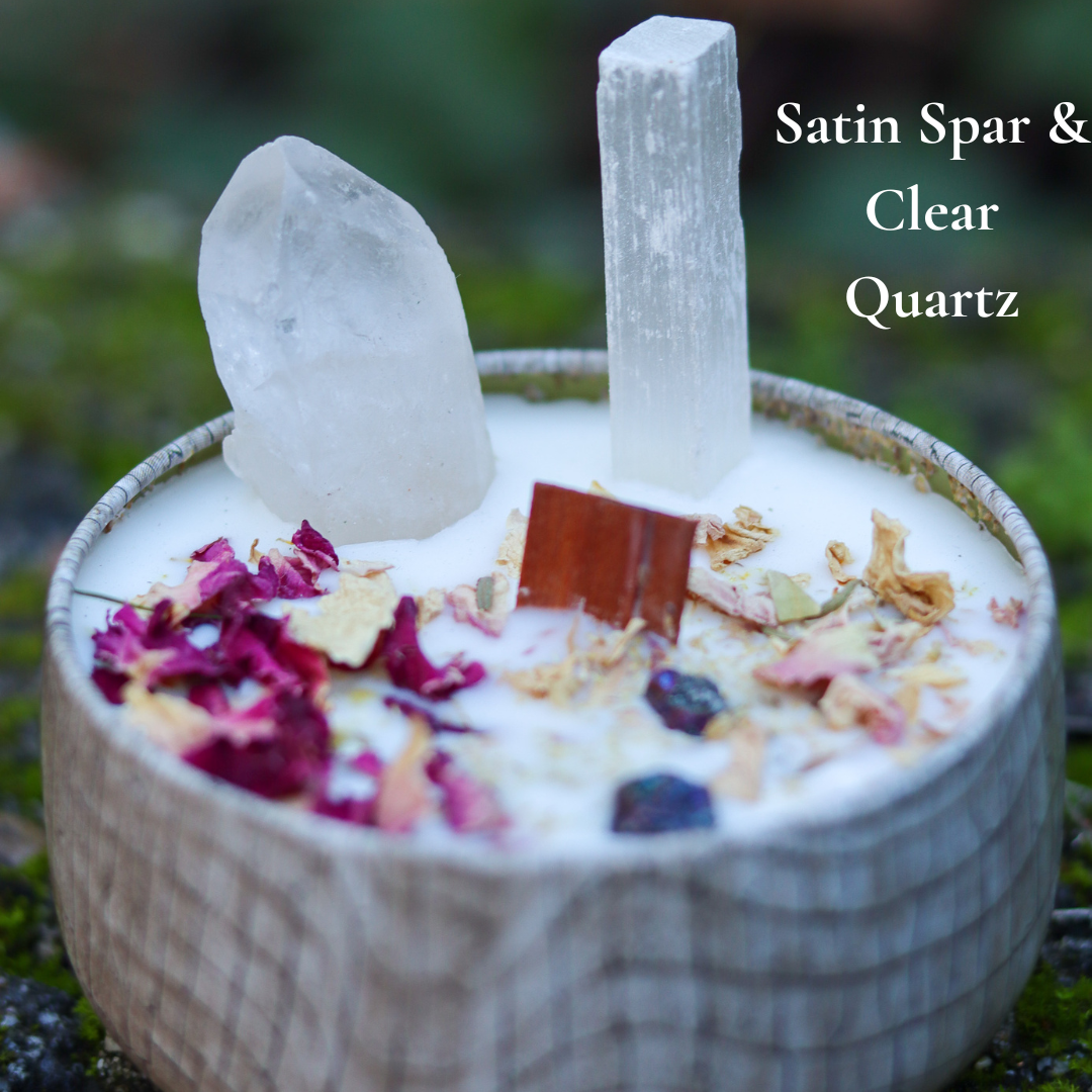 ARTISAN CRYSTAL CANDLES - Elemental Healing Candle - Eucalyptus Essential Oil