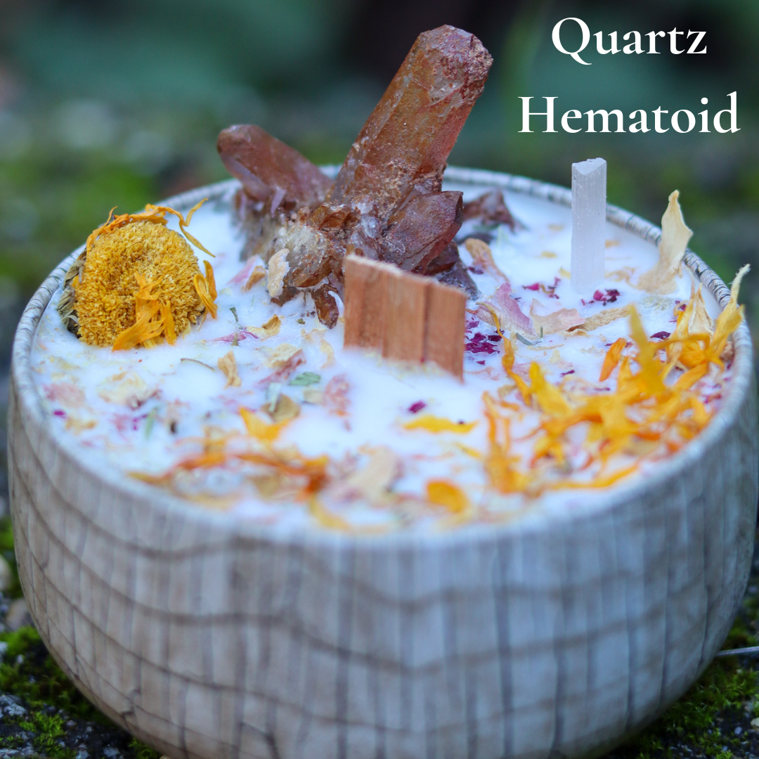 ARTISAN CRYSTAL CANDLES - Elemental Healing Candle - Eucalyptus Essential Oil