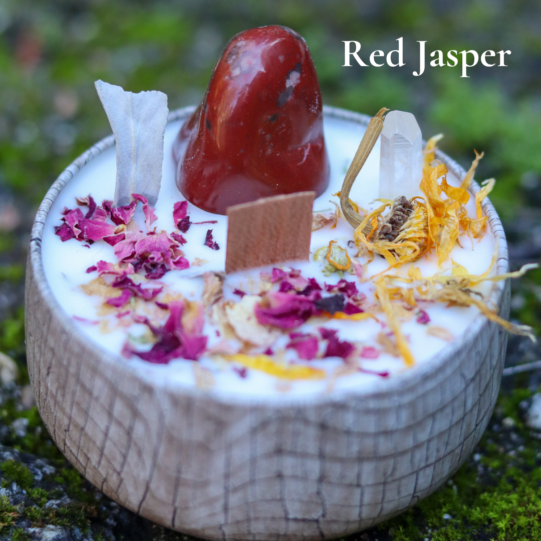 ARTISAN CRYSTAL CANDLES - Elemental Healing Candle - Eucalyptus Essential Oil