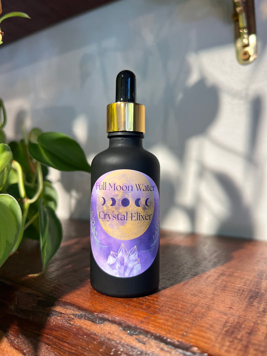 FULL MOON WATER - Crystal Herbal Light Elixir - Strawberry Moon - Lavender & Frankicense