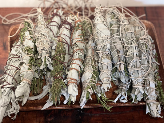 SMUDGE BUNDLES - Locally Grown & Harvested Organic Herbs & Palo Santo Stick