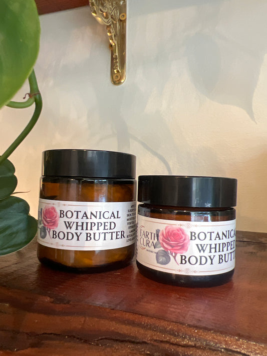 WHIPPED HERBAL BODY BUTTER - Infused with Roses, Lavender, Calendula, Chamomile, Linden Flowers, Elder Flowers - Organic, Non-greasy, Deeply Moisturizing