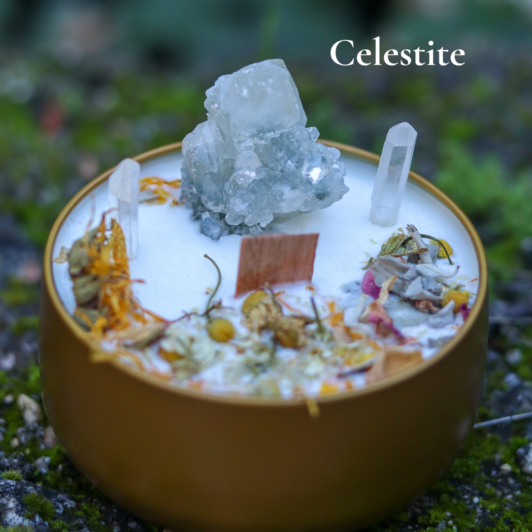 ARTISAN CRYSTAL CANDLES - Elemental Healing Candle - Eucalyptus Essential Oil