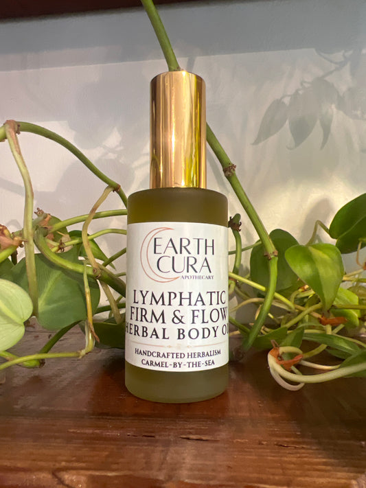 LYMPHATIC FIRM & FLOW HERBAL BODY OIL - Cleavers, Chickweed, Coffee, Rosemary, Calendula, Plantain