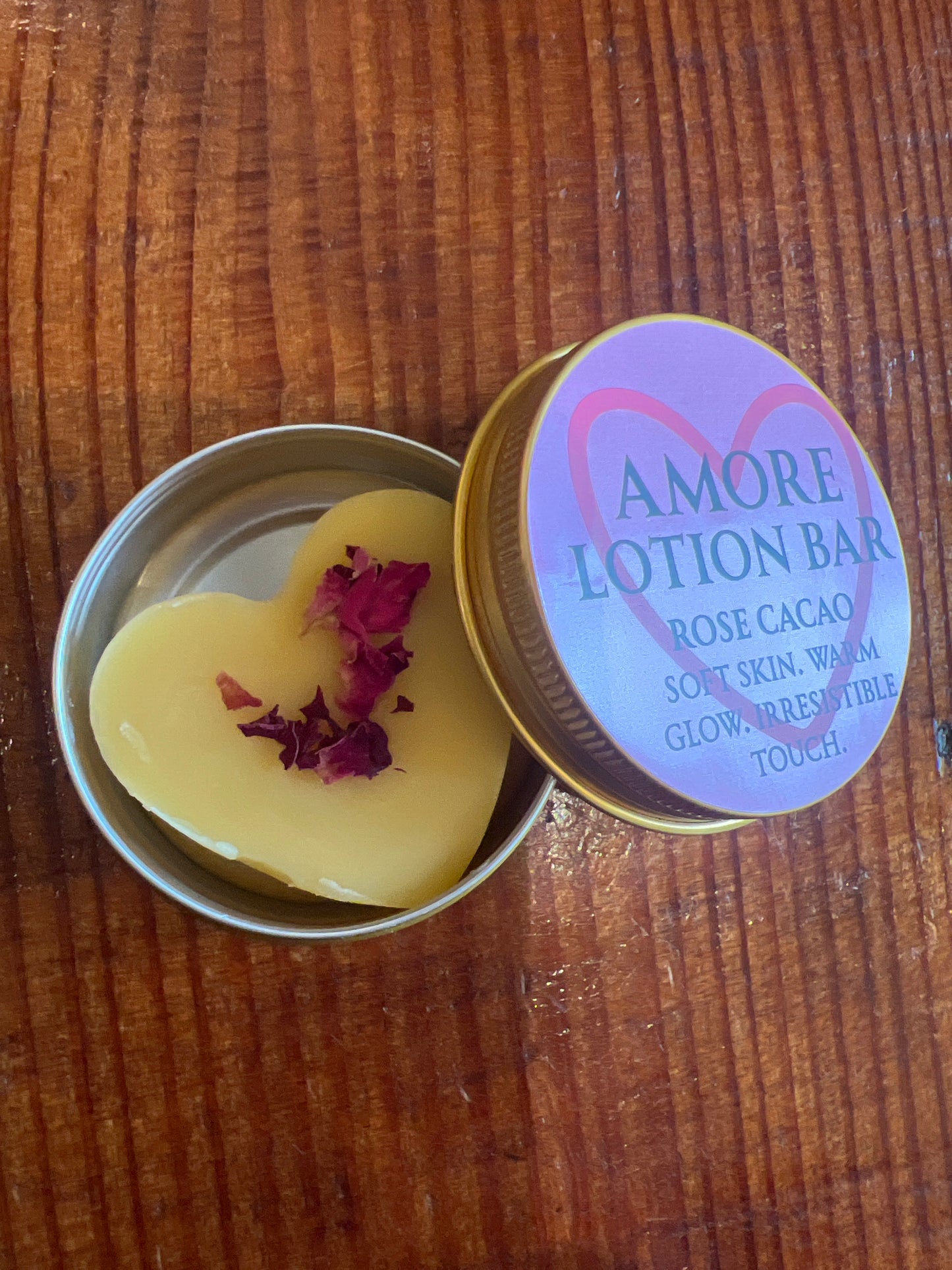 Amore LOTION BAR - Heart Shaped Cacao Rose Body Butter Balm