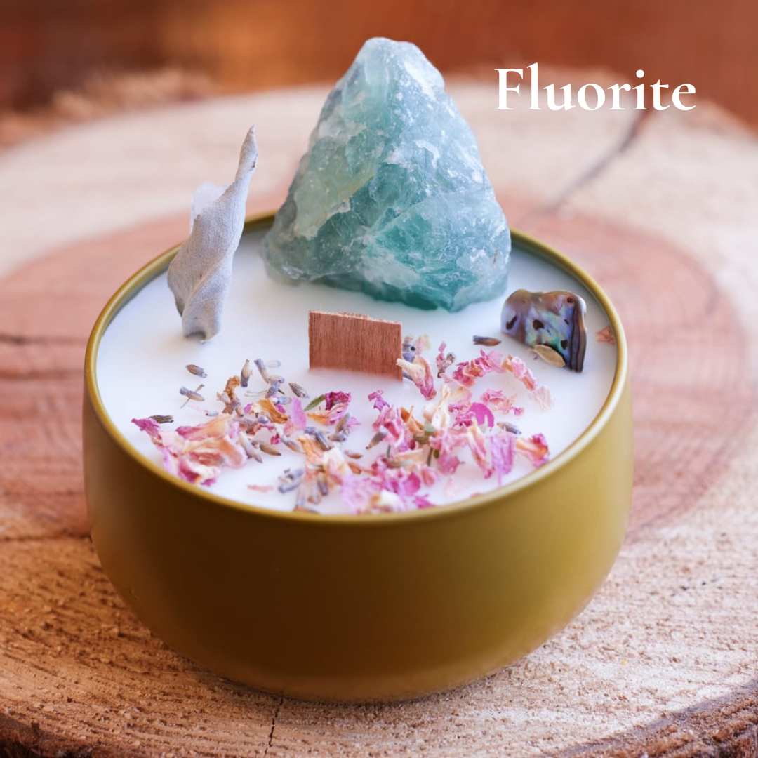 Elemental Shell Candle ARTISAN CRYSTAL CANDLES - Elemental Healing Candle - Eucalyptus Essent ...