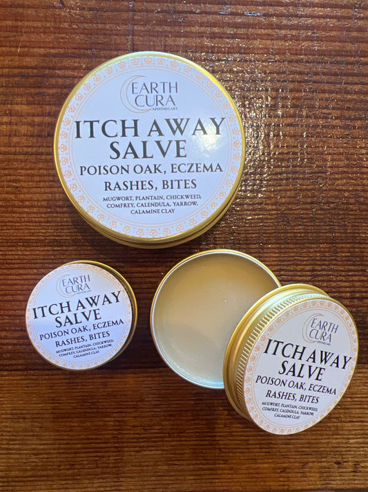 ITCH AWAY SALVE - Poison Oak, Eczema, Rashes, Bites - Mugwort, Comfrey, Plantain, Yarrow, Chickweek, Calendula