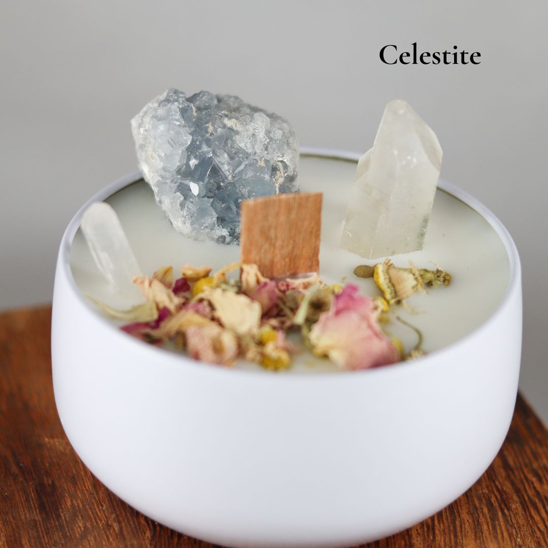 ARTISAN CRYSTAL CANDLES - Elemental Healing Candle - Eucalyptus Essential Oil