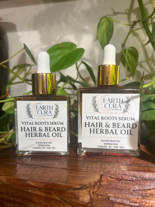 HAIR & BEARD SERUM - VITAL ROOTS - Botanical Oils - Scalp Serum -Hair conditioner, growth and dandruff treatment oil