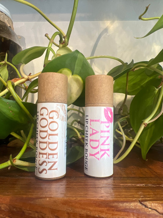 LIP & CHEEK ROUGE - PINK LADY - GOLDEN GODDESS  - ROSE KISS - Clean Makeup - Botanical Oils