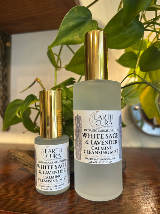 WHITE SAGE & LAVENDER Hydrosol Mist - Carmel Valley Grown- Handcrafted Steam Distilled - Calming & Cleansing Aromatherapy