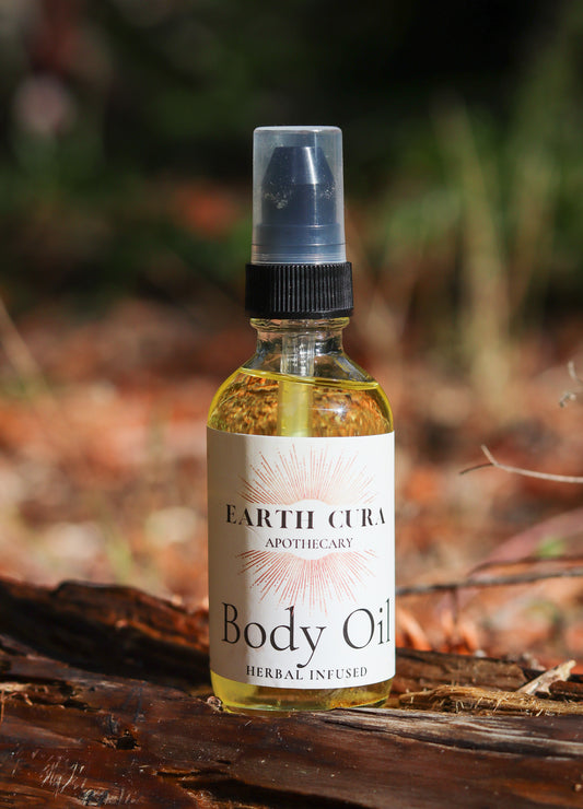 HERBAL BODY OIL - Calendula & Plantain Botanical Oil - Healing Dry Skin, Wounds, Cuts - Massage Oil