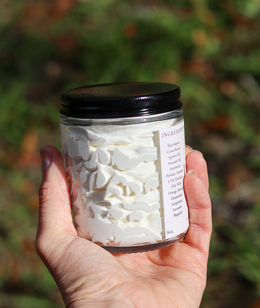 WHIPPED HERBAL BODY BUTTER - Locally Grown Calendula & Lavender infused- Organic, Non-greasy, Deeply Moisturizing